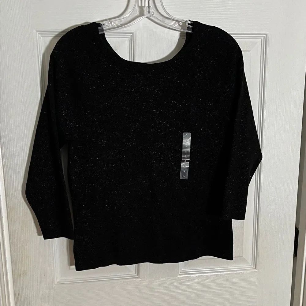 Worthington Black Pullover Shimmer Top